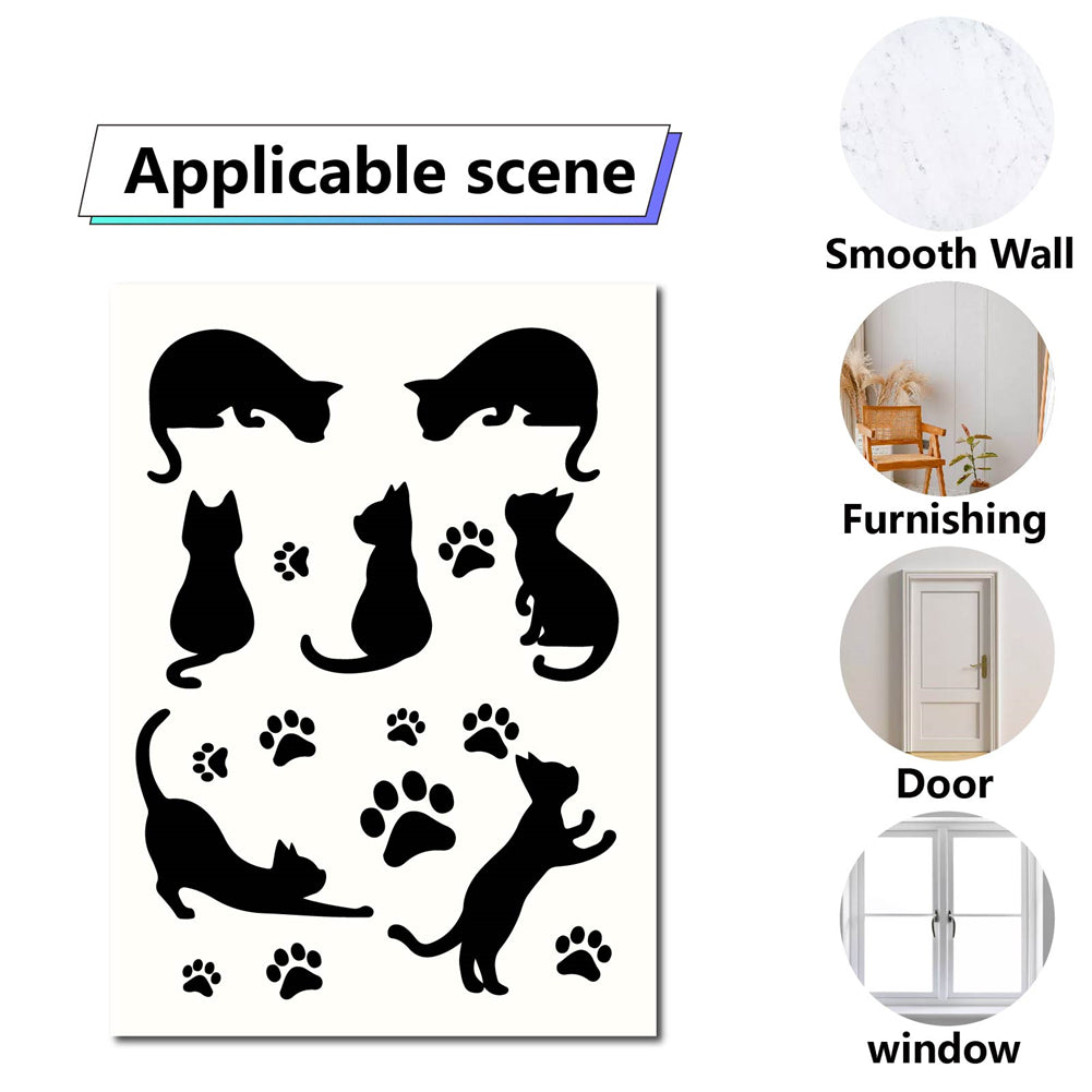 Craspire 16 Sheets 8 Styles PVC Waterproof Wall Stickers, Self-Adhesive Cat Decals for Home Decoration