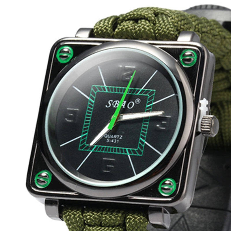 Men's Outdoor Survival Watch with Compass and Emergency Features