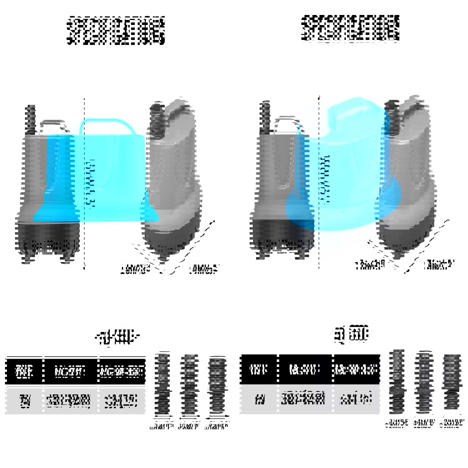 924 GPH Bottom Feed Submersible Water Pump - 75W Energy Efficient, Low-Suction