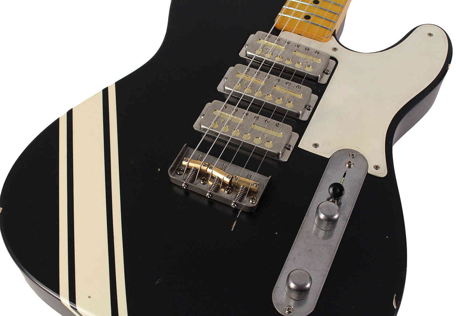 Nash GF-3 Gold Foil Guitar - Black with Competition Stripes & Light Aging