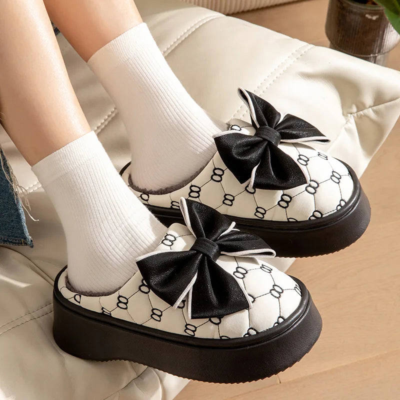Women's Waterproof Winter Slipper Boots - Warm Plush Indoor Non-Slip Shoes