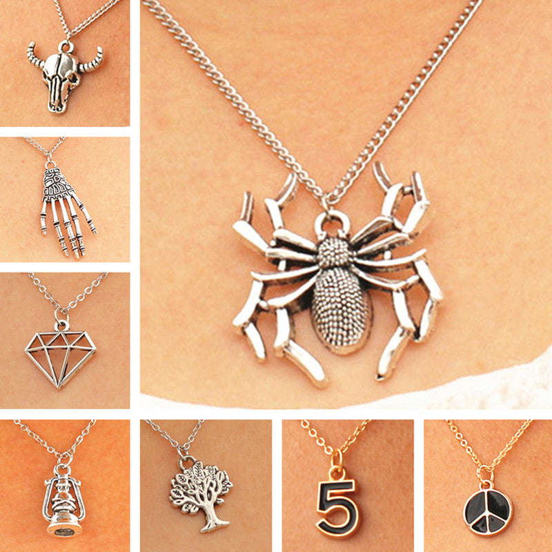 Fashion Spider Geometric Simulated Pearls Pendant Necklace for Women and Men