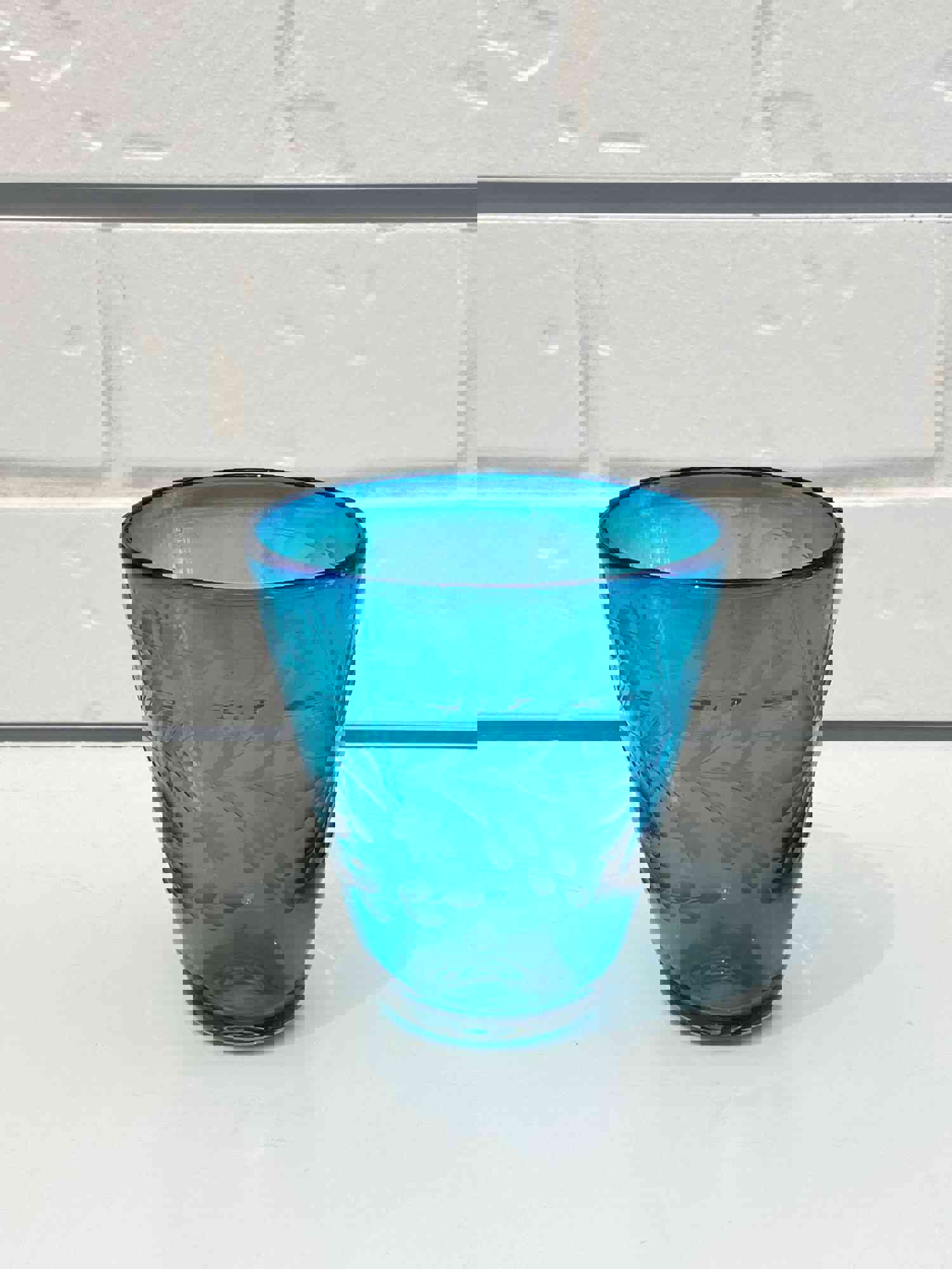 Hand Blown Mexico Condessa Stemless Italian Wine Glasses - Aqua