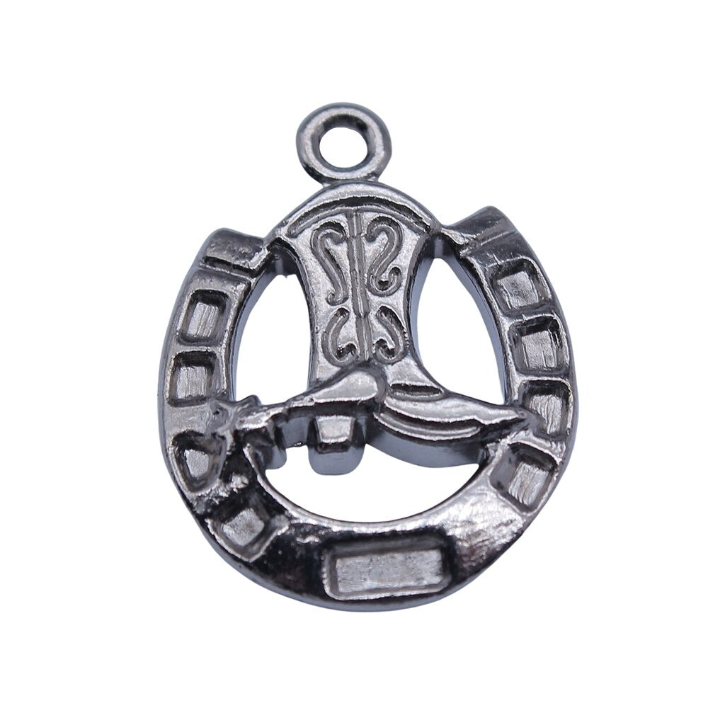 WYSIWYG 10pcs 4 Colors 25x19mm Cowboy Boots Horse Shoe Charms For Jewelry Making DIY Jewelry Findings