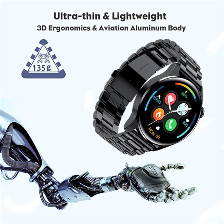 LIGE BW0256 2022 Full Circle Touch Screen Steel Band Luxury Smart Watch for Men - Waterproof Fitness Watch with Call Function