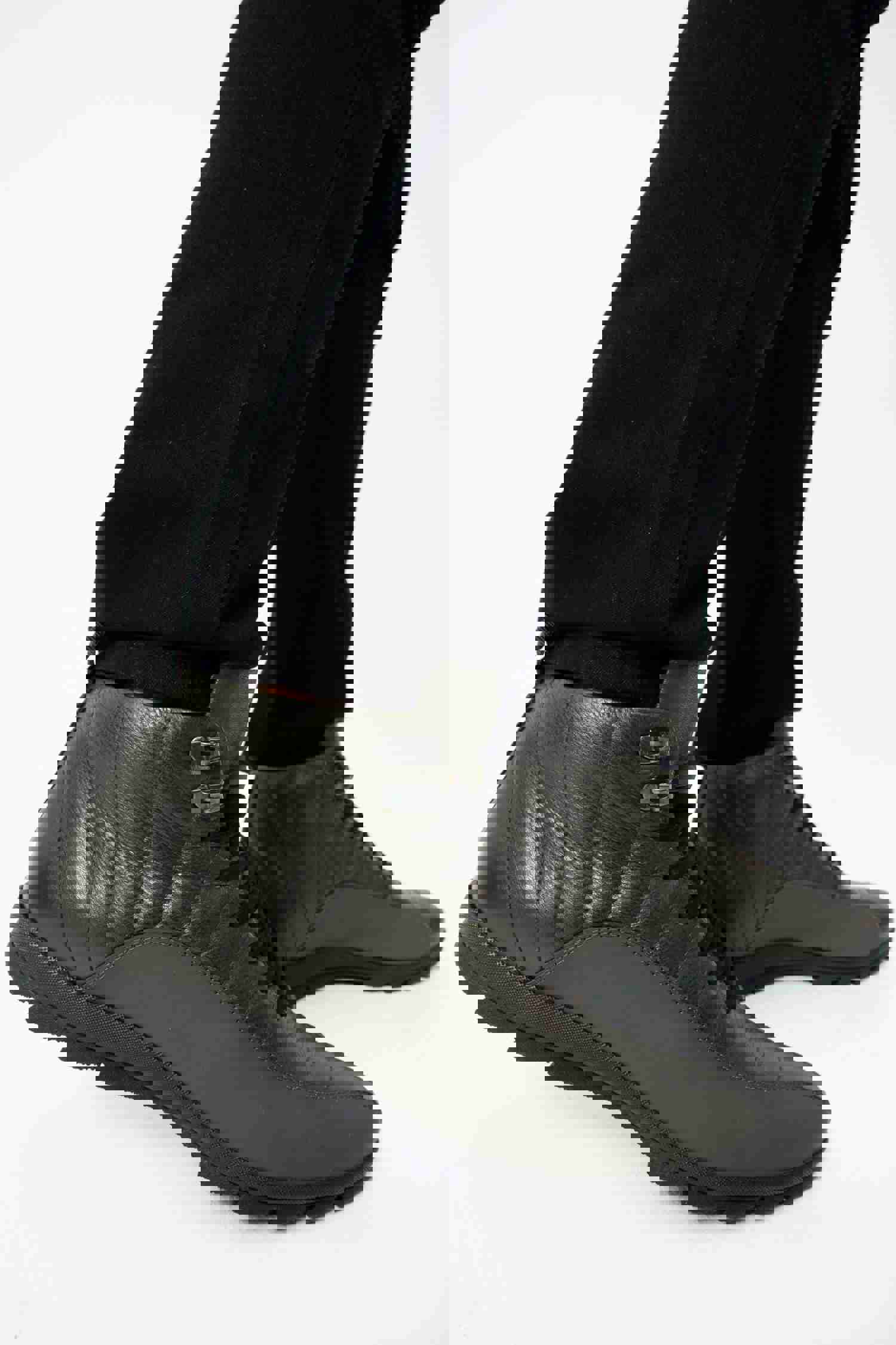 Merter Olive Green Leather Casual Lace-Up Men Boot