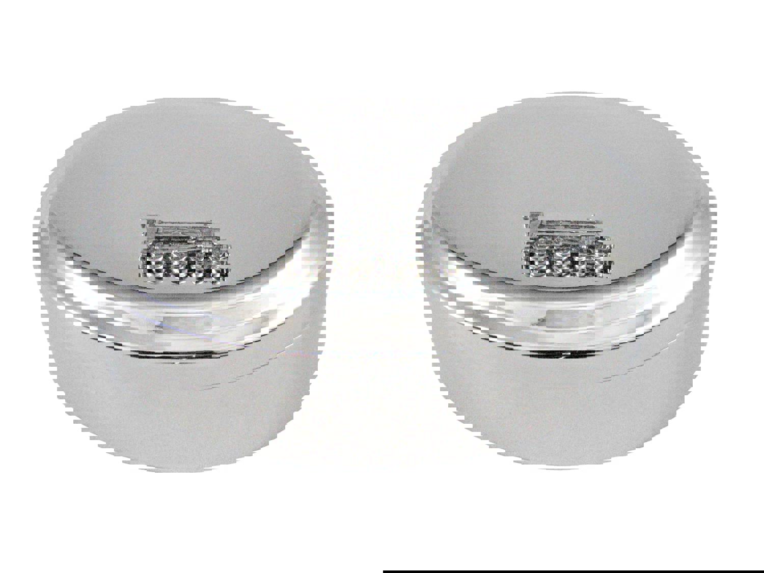 Silver Toned Textured Locomotive Train Pendant Oval Trinket Jewelry Box