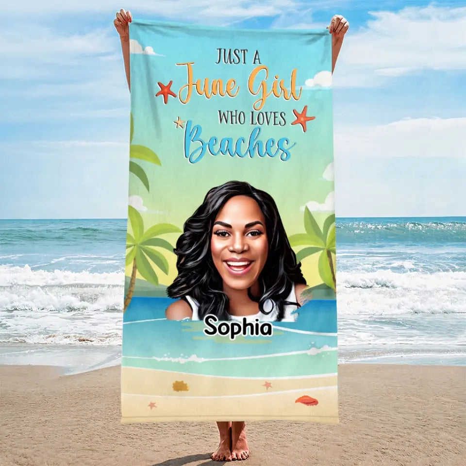 Custom Beach Towels - June Birthday Gift for Women, Soft and Absorbent