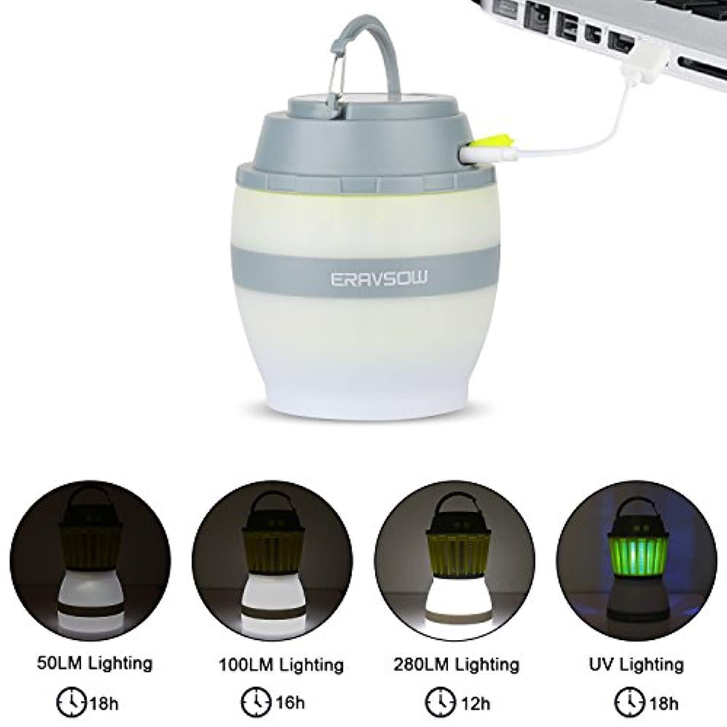 ERAVSOW Bug Zapper & LED Camping Lantern 2-in-1, Waterproof Rechargeable Mosquito Killer
