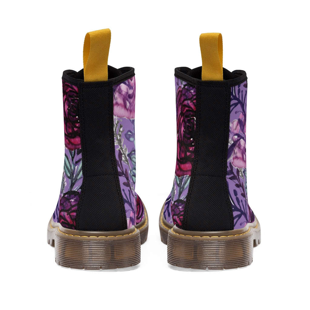Purple Rose Flower Women's Boots - Vintage Style Winter Boots for Ladies