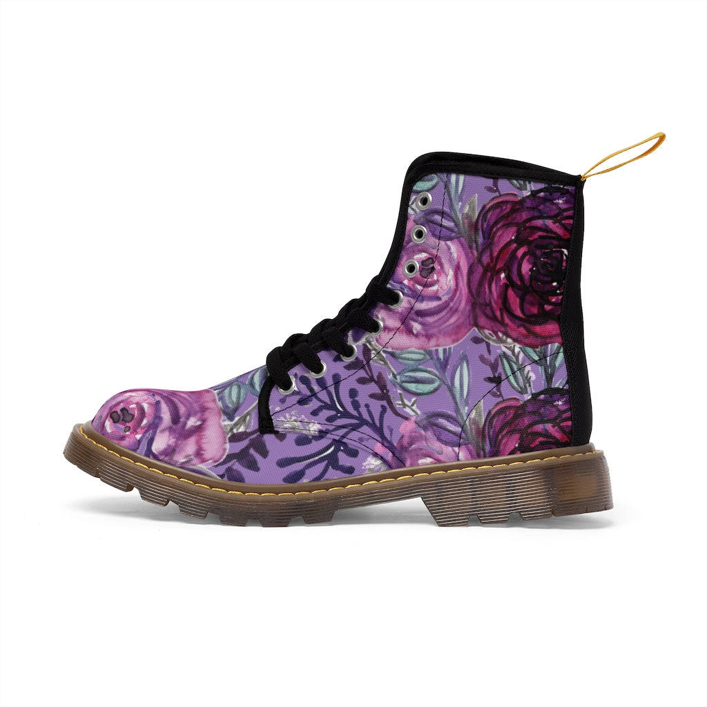Purple Rose Flower Women's Boots - Vintage Style Winter Boots for Ladies