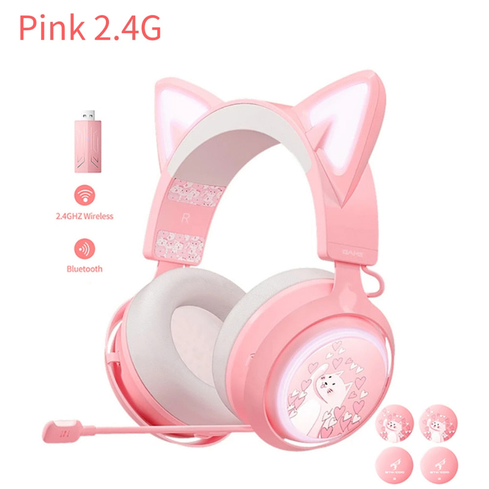 Luminous Cat Ears Headphones with Magic Touch Light Effect