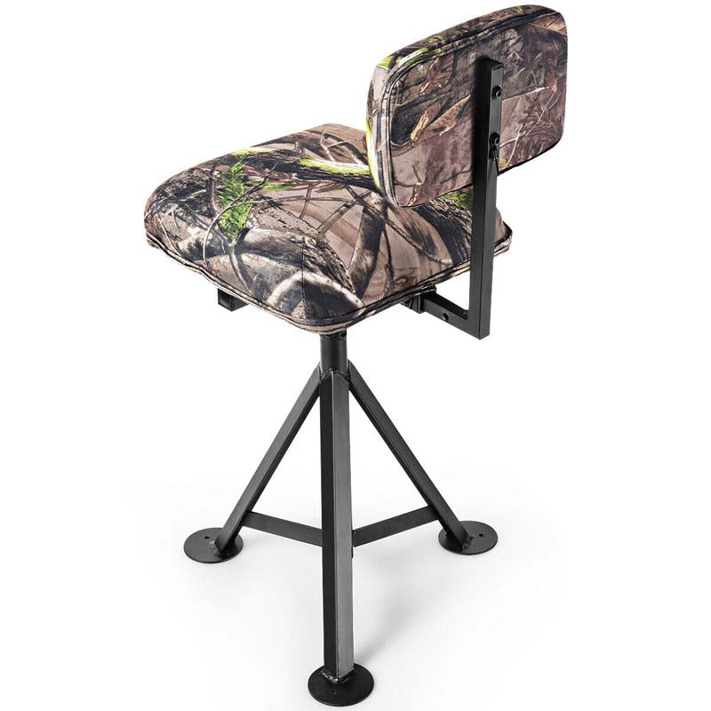 360° Camo Swivel Hunting Chair with Adjustable Height and Detachable Backrest
