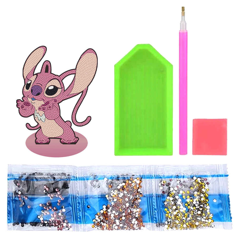 Special Shaped Wooden Stitch Desktop Diamond Painting Art for Home Decor (Pink)