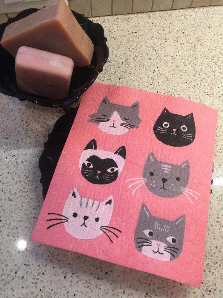 Kitchen Sponge Cloth - Cat Faces