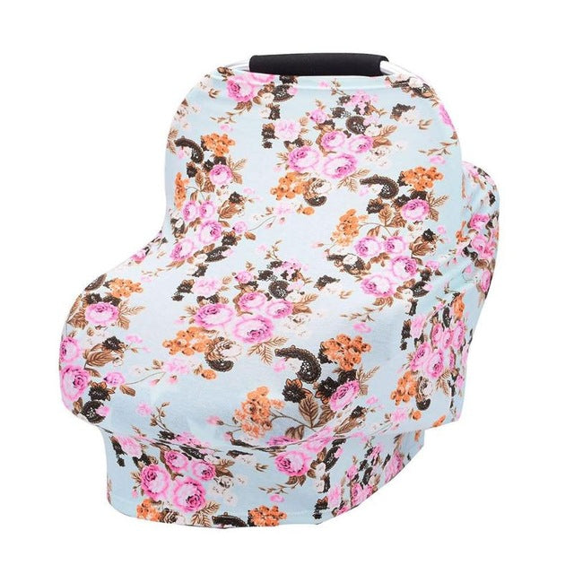 Floral Print Baby Nursing Privacy Cover - Soft Breastfeeding Scarf for Stroller and Car Seat