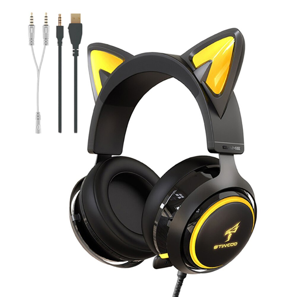 Luminous Cat Ears Headphones with Magic Touch Light Effect
