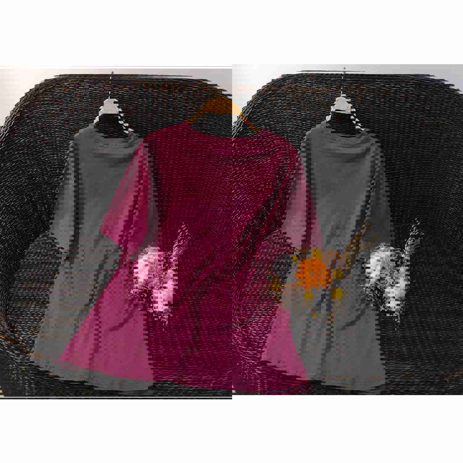 Fashion Overdyed T-Shirt - Bohemian Style Koi Fish Graphic Tee