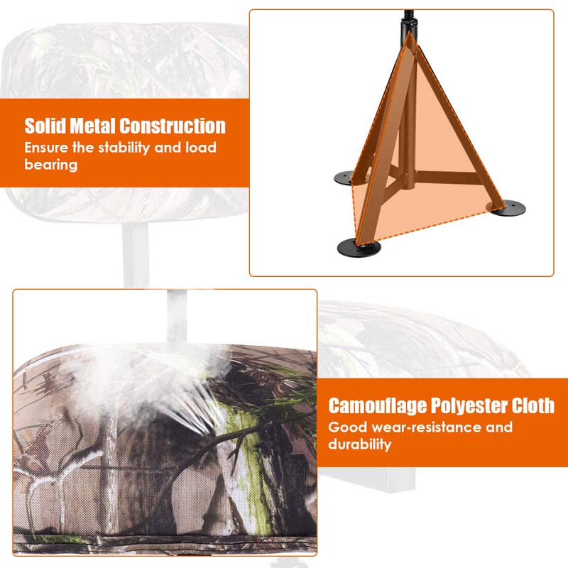 360° Camo Swivel Hunting Chair with Adjustable Height and Detachable Backrest