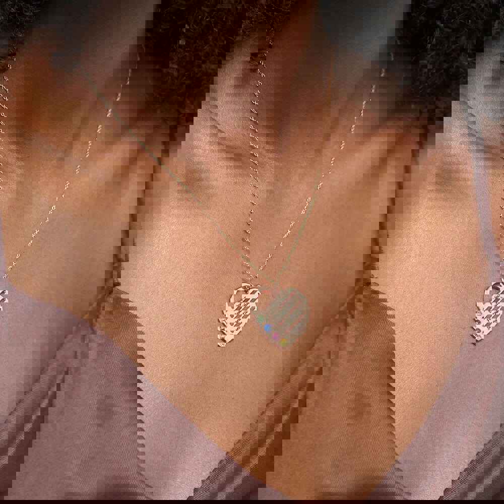 Custom Text Heart-shaped Colorful Necklace Personalized Silver Name Necklace Jewelry Design for Mother's Day Gift