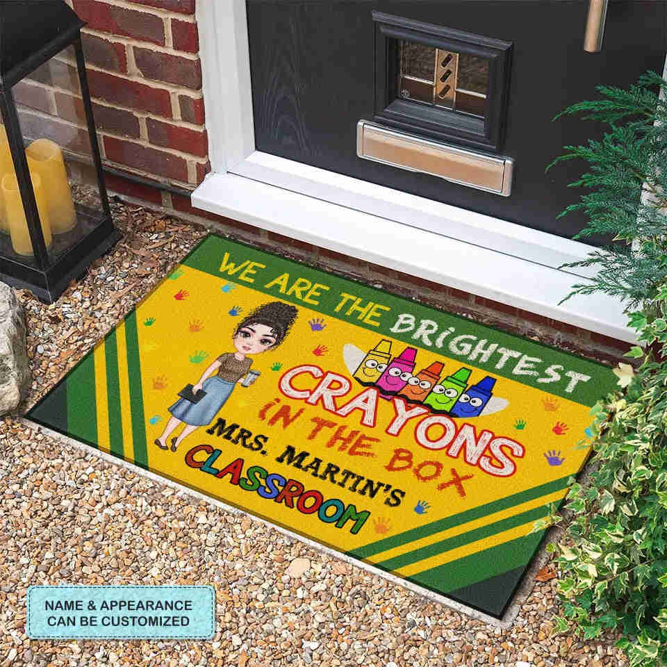 Personalized Custom Doormat - Teachers Day, Birthday Gift For Teacher - The Brightest Crayons In The Box