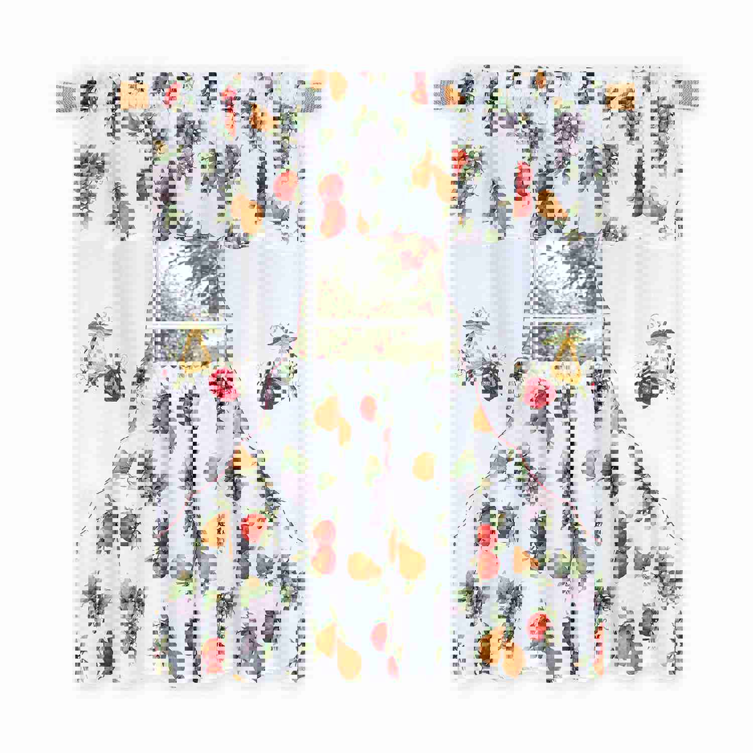 Ambrosia Embellished Tier And Swag Kitchen Curtain Set, White, 58x36 Inches