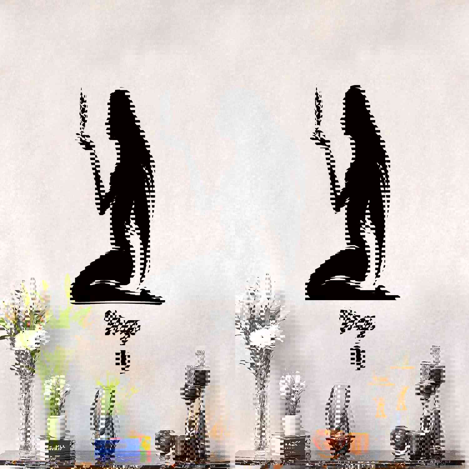 Horoscope Vinyl Wall Art Sticker Decal - Virgo Bare Maiden Silhouette Earth Sign
