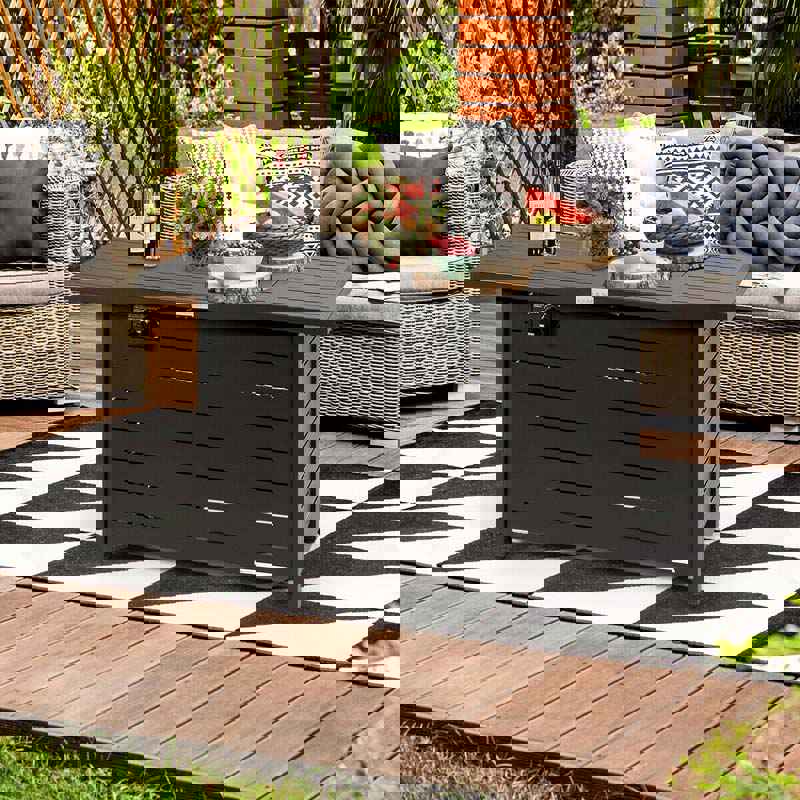 60000 BTU Outdoor Propane Fire Pit Table with Lava Rock and Waterproof Cover