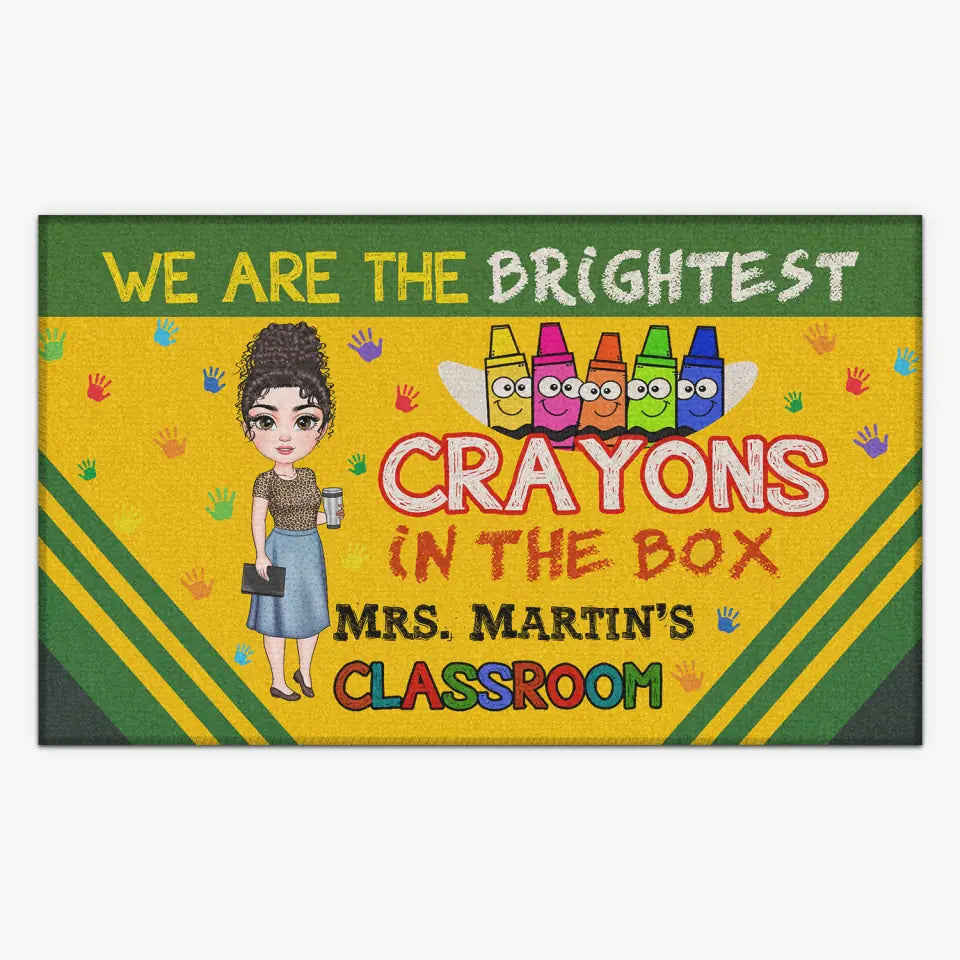 Personalized Custom Doormat - Teachers Day, Birthday Gift For Teacher - The Brightest Crayons In The Box