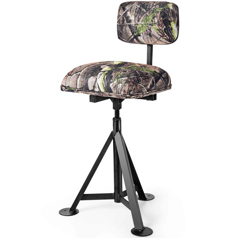 360° Camo Swivel Hunting Chair with Adjustable Height and Detachable Backrest