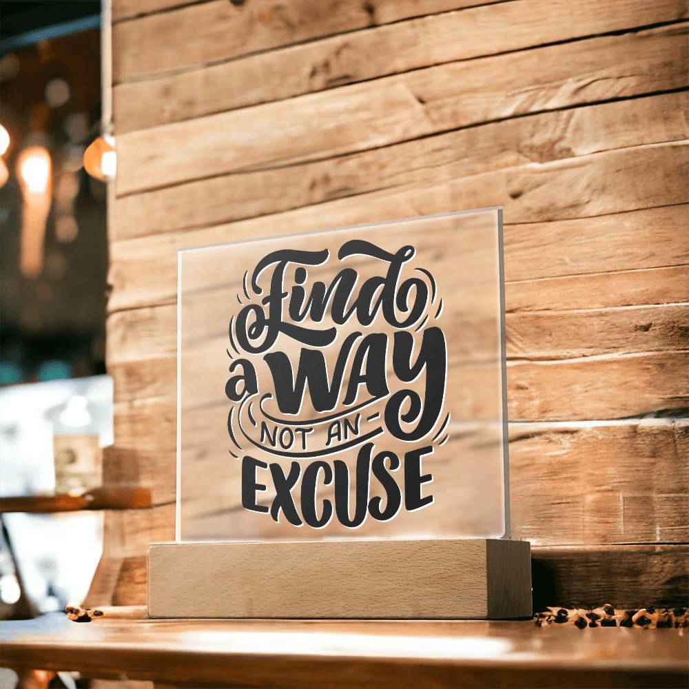 Find A Way - Motivational Acrylic with LED Night Light - Inspirational Home Decor - Encouragement Gift