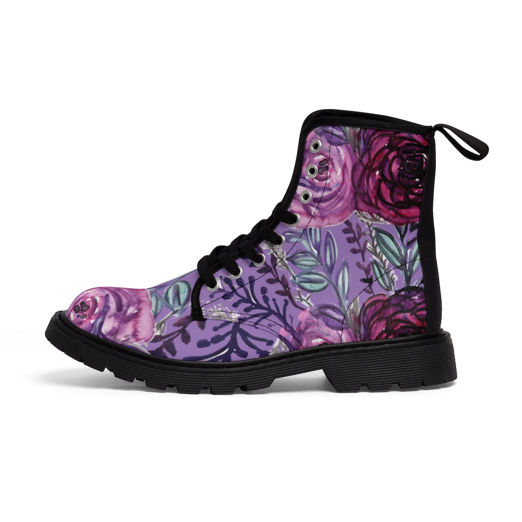 Purple Rose Flower Women's Boots - Vintage Style Winter Boots for Ladies