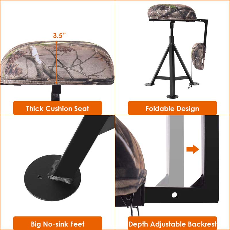 360° Camo Swivel Hunting Chair with Adjustable Height and Detachable Backrest