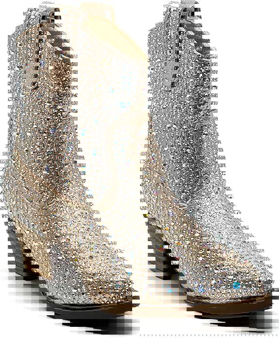 Forever River-01K Girls Rhinestone Cowboy Boots Kids Low Heel Dress Booties