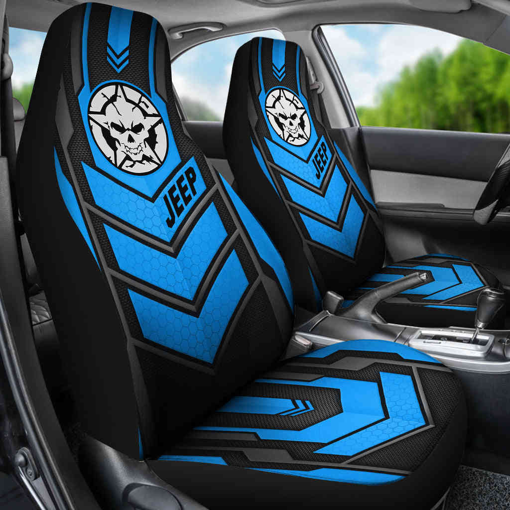 Jeep Skull Cosmos Blue Custom Car Seat Covers - Ci220602-14