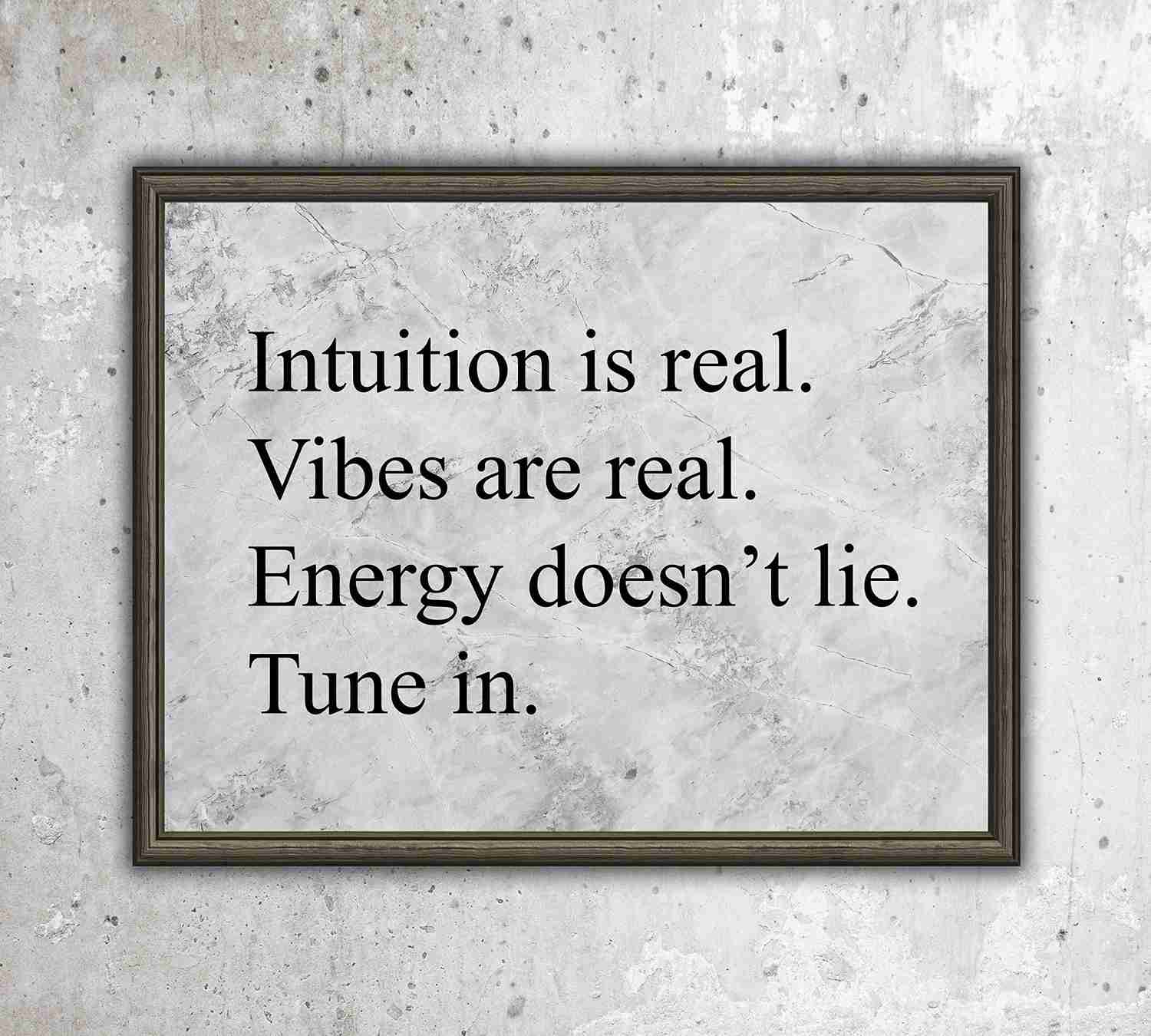 Energy Doesn't Lie - Tune In Spiritual Quotes Wall Art - 10 x 8 Modern Typographic Print - Ready to Frame