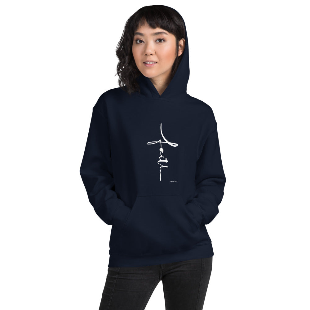 Faith Script - Vertical Cross - Unisex Hoodie