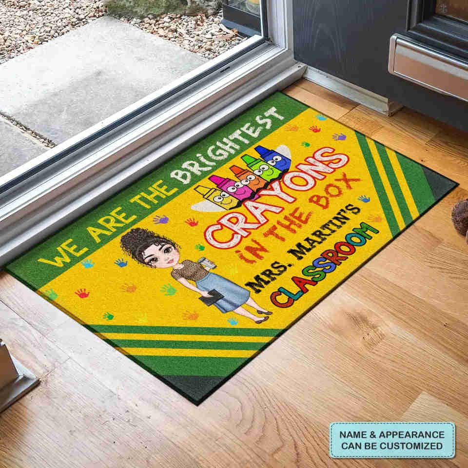 Personalized Custom Doormat - Teachers Day, Birthday Gift For Teacher - The Brightest Crayons In The Box