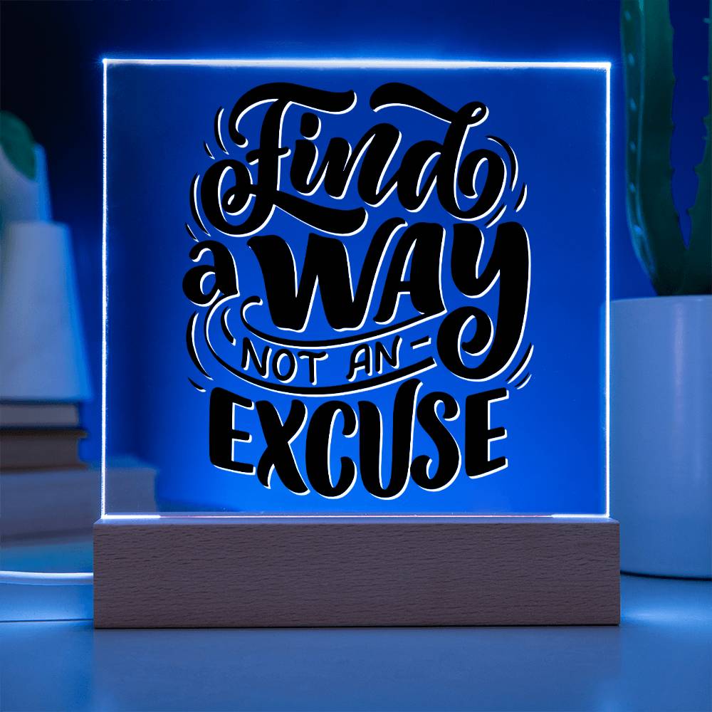 Find A Way - Motivational Acrylic with LED Night Light - Inspirational Home Decor - Encouragement Gift