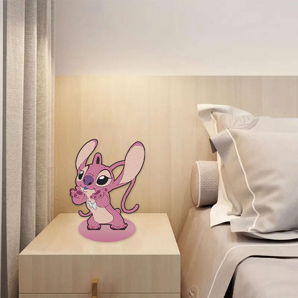 Special Shaped Wooden Stitch Desktop Diamond Painting Art for Home Decor (Pink)