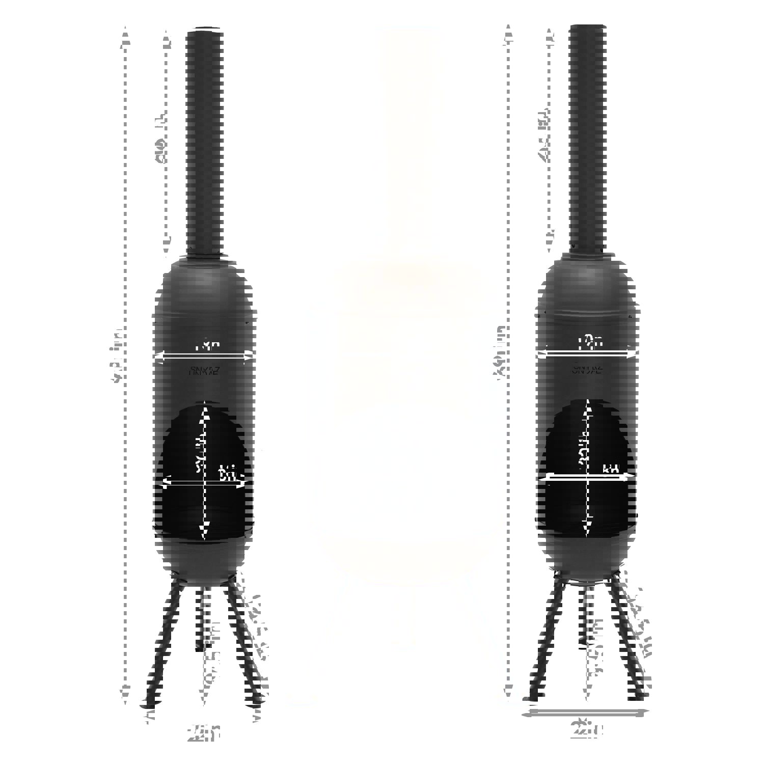 Sunnydaze 60 Chiminea Outdoor Wood-burning Fire Pit Black Steel with Fire Poker