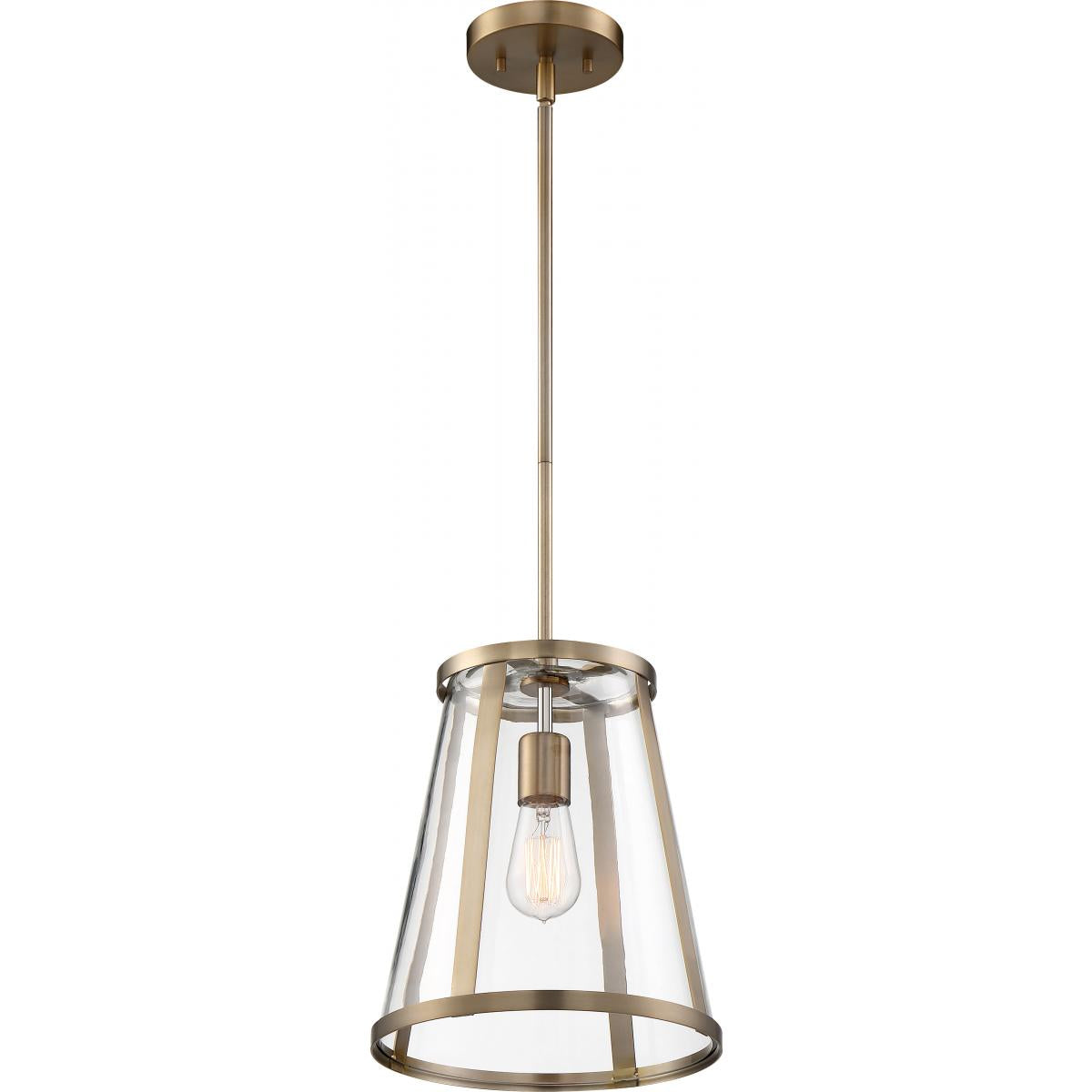 60-6697 BRUGE 1 LIGHT PENDANT - Clear Glass with Burnished Brass Finish