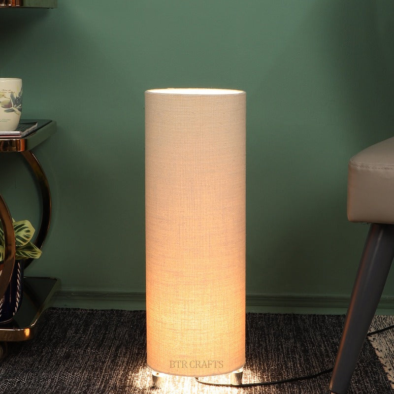 BTR CRAFTS Cylinder Shape Corner Decorative Floor Lamp, Beige - Pack of 1 (Bulb Not Included)