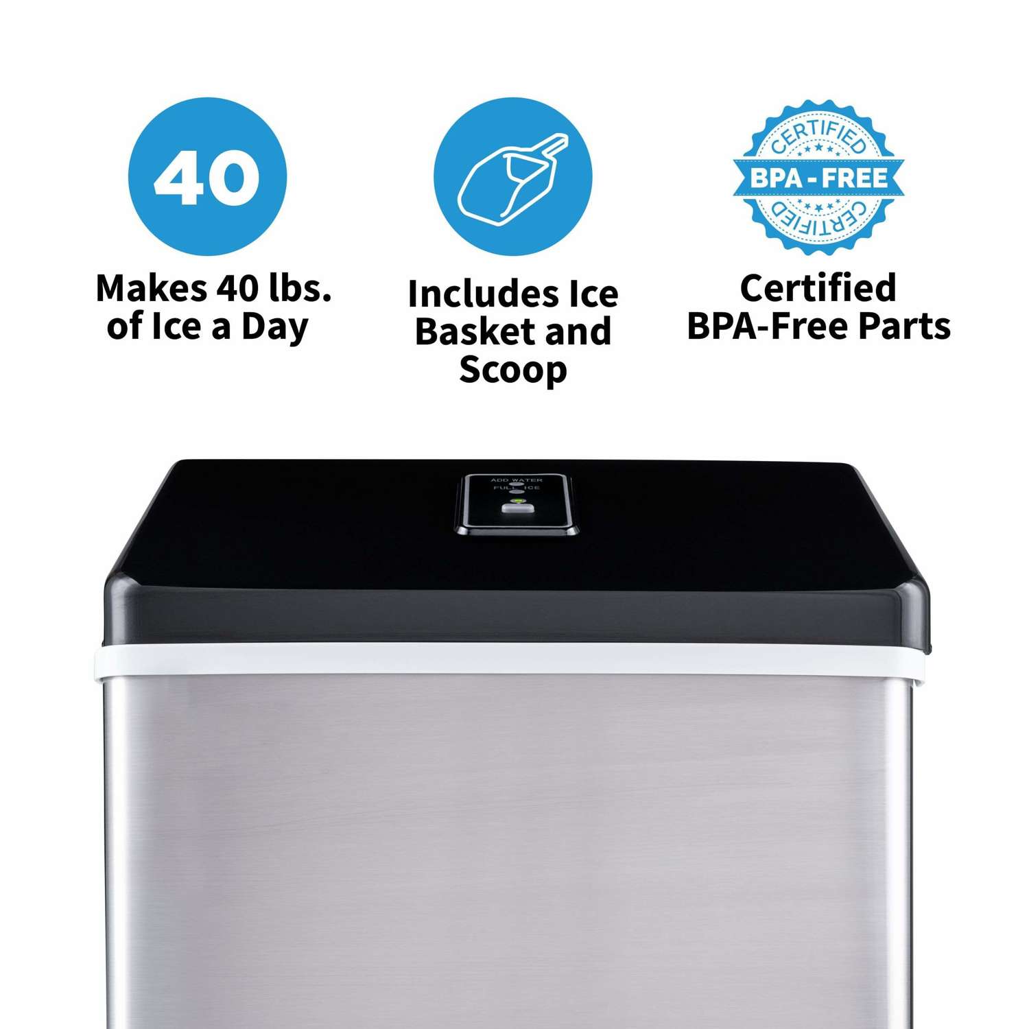 NewAir Countertop Clear Ice Maker, 40 lbs. of Ice a Day with Easy to Clean BPA-Free Parts