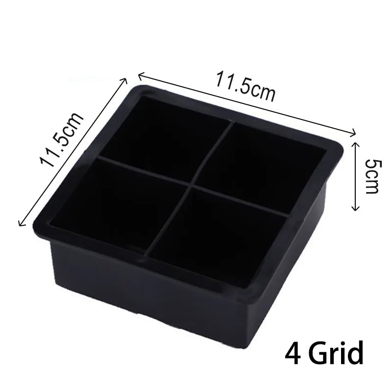 Grid Big Ice Tray Mold Box - Large Food Grade Silicone Ice Cube Square Tray for DIY Bar, Pub, Wine, and Cocktails (4/6/8/15 Grid Options)