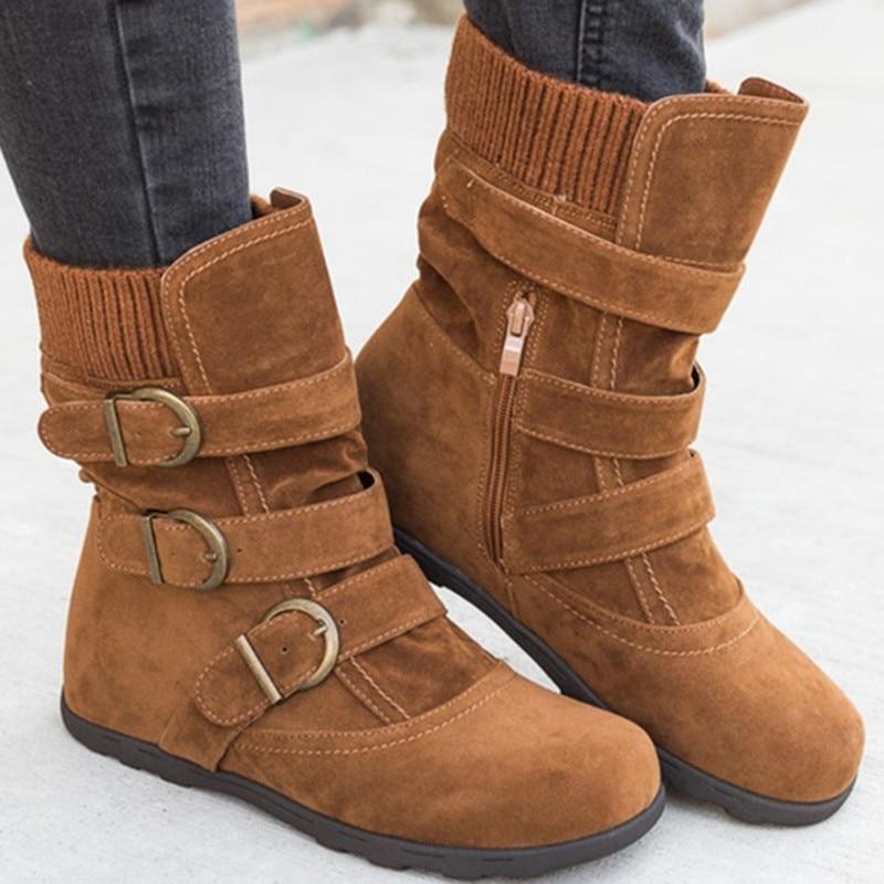 Comfortable Women Buckle Strap Platform Ankle Boots