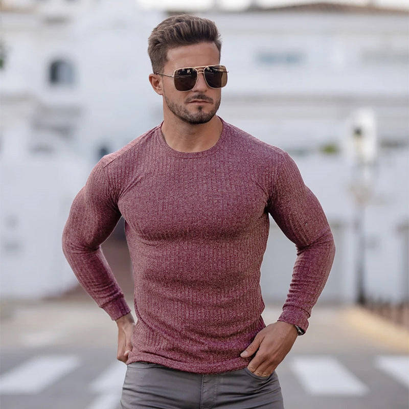 Men's Fitness Casual Slim Knitted Long-Sleeve T-Shirt