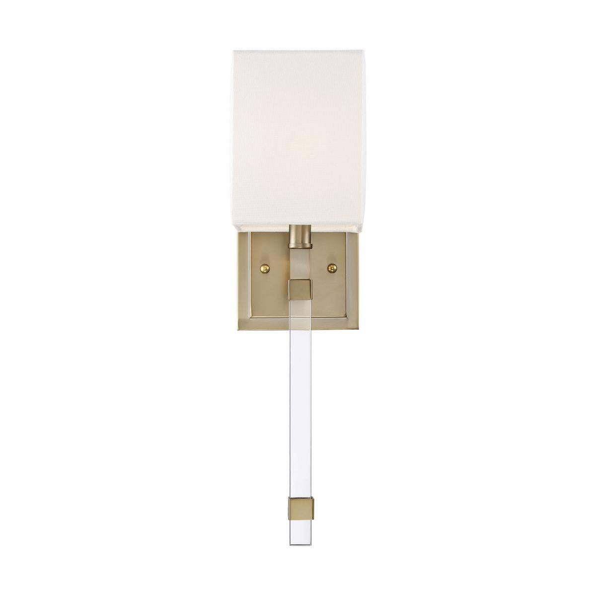 Thompson 1 Light Wall Sconce with White Linen Shade - Burnished Brass Finish