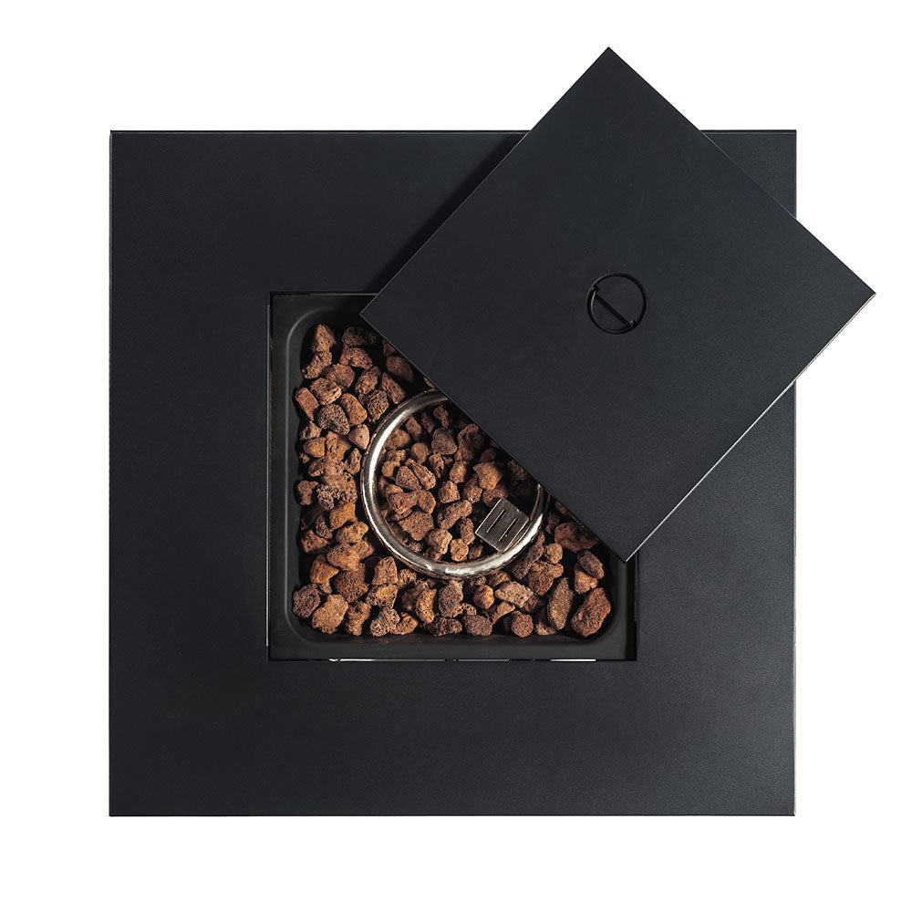 28 Inch Outdoor Gas Fire Pit Table with Free Lava Rock and Tabletop Lid