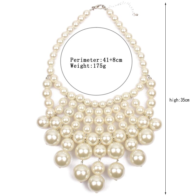 Elegant Hyperbole White Simulated Pearl Choker Necklace for Women